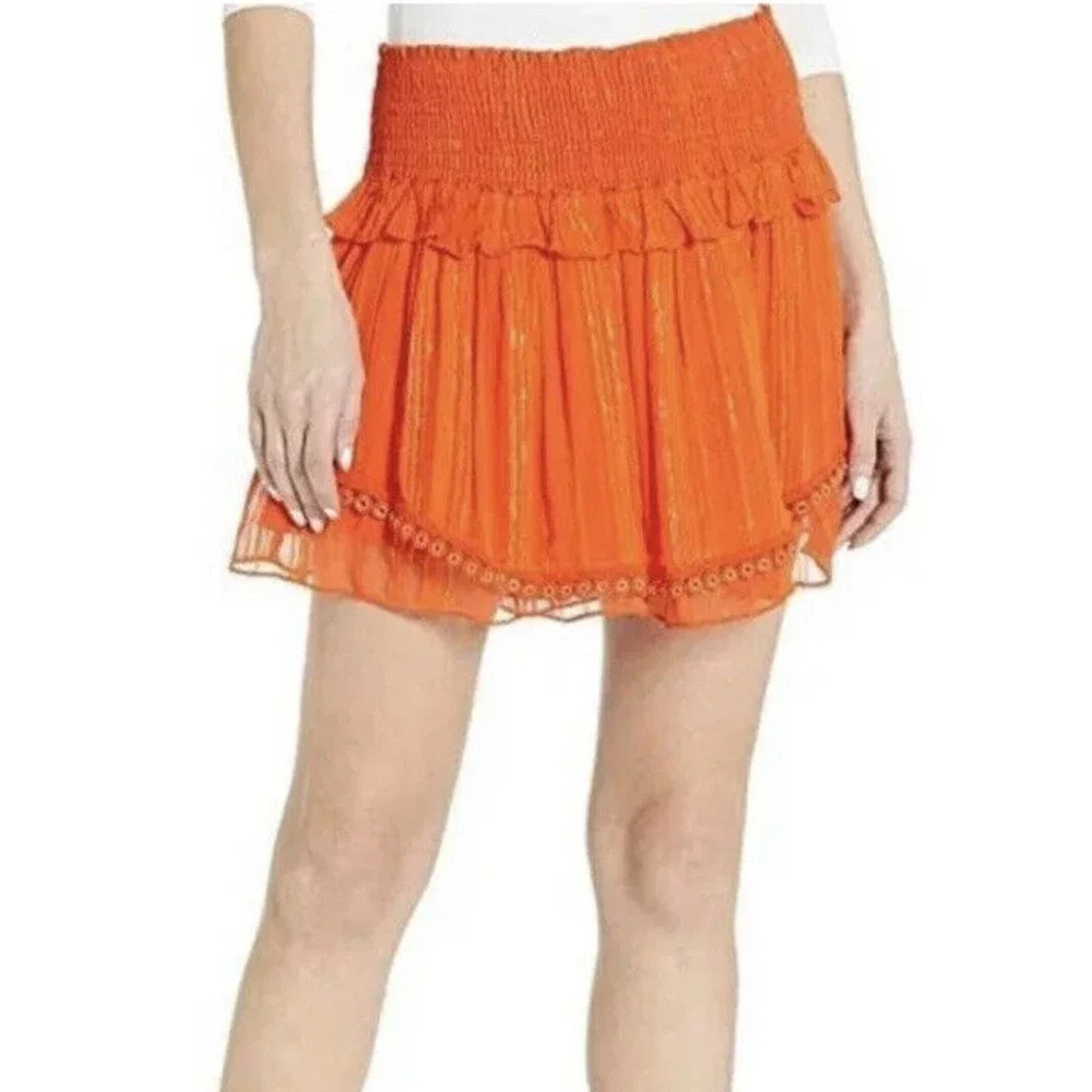 Ramy Brook Rosalie Metallic Grommet Mini Skirt Women’s Size M
